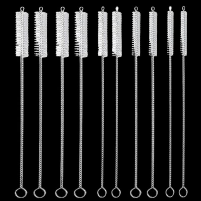 Bottle Brush Set of 10, Straw Cleaning Brush for Tumblers and Water Bottles, Reusable Metal Straw Cleaner with Loop End