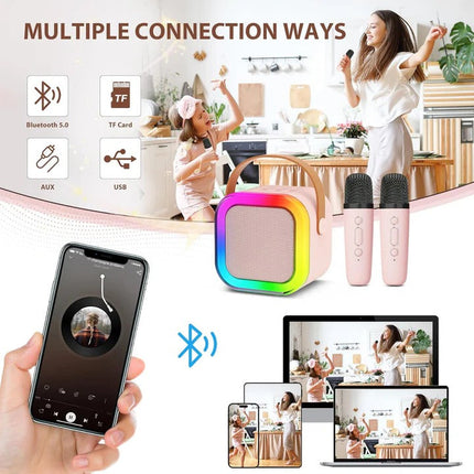 Karaoke Machine for Kids, Portable Karaoke Machine with 2 Microphones and LED Lights – image 8