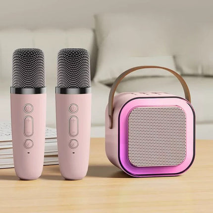 Karaoke Machine for Kids, Portable Karaoke Machine with 2 Microphones and LED Lights, Bluetooth Karaoke Speaker
