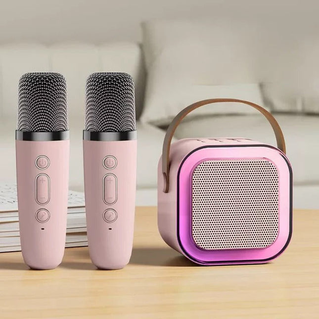 Karaoke Machine for Kids, Portable Karaoke Machine with 2 Microphones and LED Lights, Bluetooth Karaoke Speaker