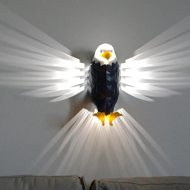 LED Wall Light, 3D Eagle Light for Living Room and Bedroom, Eagle Decor Wall Lamp in Black or White, Hallway Light