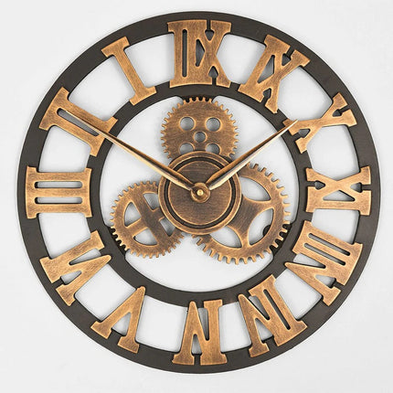 Analog Clock for Wall, Industrial Wall Clock with Roman Numerals