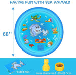 Tuzwa 68-Inch Splash Pad for Kids – Adjustable Sprinkler Water Play Mat with Garden Hose Connection for Backyard Summer Fun