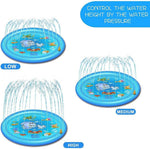 Tuzwa 68-Inch Splash Pad for Kids – Adjustable Sprinkler Water Play Mat with Garden Hose Connection for Backyard Summer Fun