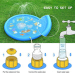Tuzwa 68-Inch Splash Pad for Kids – Adjustable Sprinkler Water Play Mat with Garden Hose Connection for Backyard Summer Fun