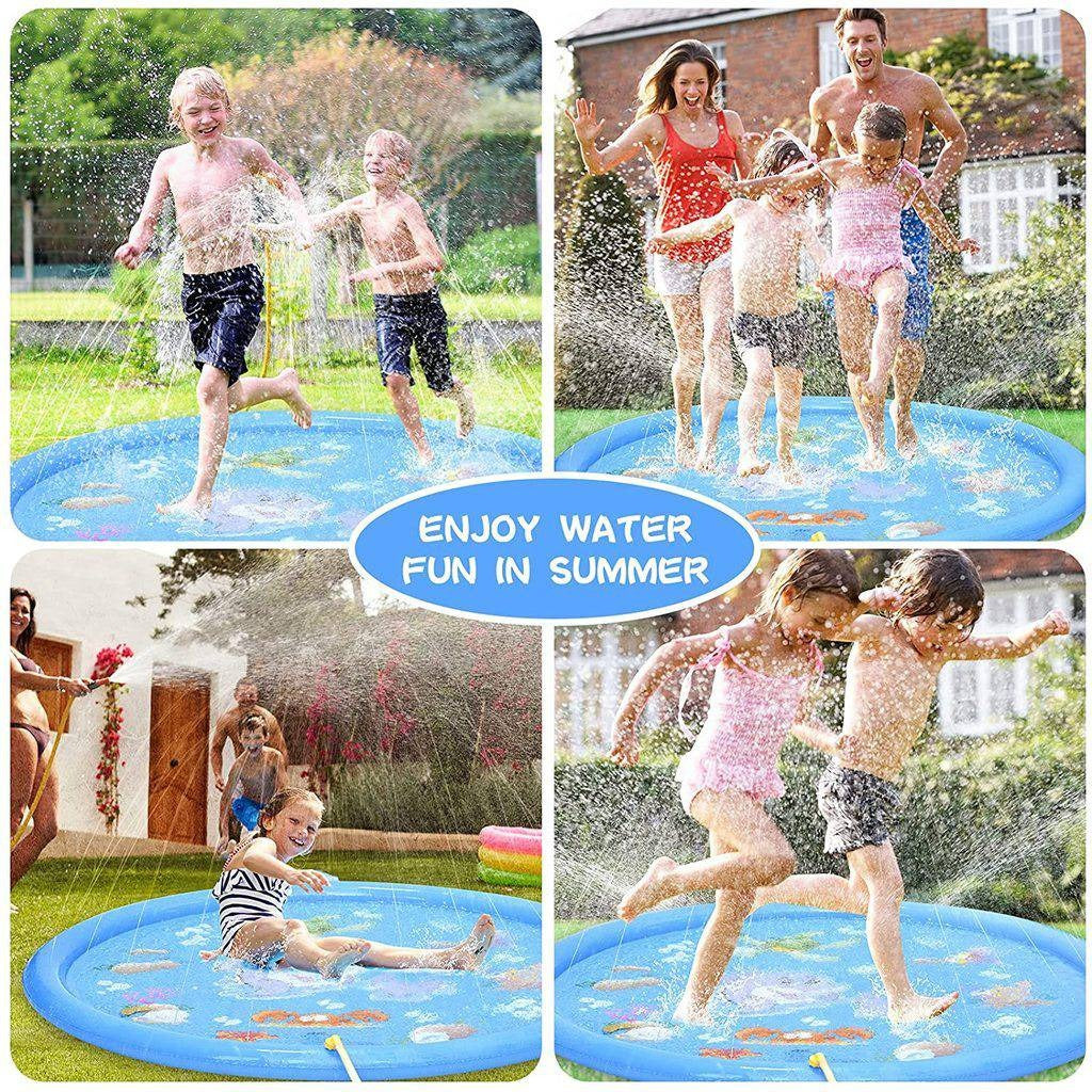 Tuzwa 68-Inch Splash Pad for Kids – Adjustable Sprinkler Water Play Mat with Garden Hose Connection for Backyard Summer Fun
