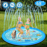 Tuzwa 68-Inch Splash Pad for Kids – Adjustable Sprinkler Water Play Mat with Garden Hose Connection for Backyard Summer Fun