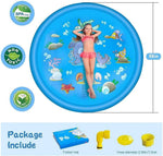 Tuzwa 68-Inch Splash Pad for Kids – Adjustable Sprinkler Water Play Mat with Garden Hose Connection for Backyard Summer Fun