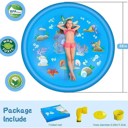 Splash Pad 68 Inch Inflatable Water Play Mat, Sprinkler Splash Pad for Kids and Toddlers – image 4
