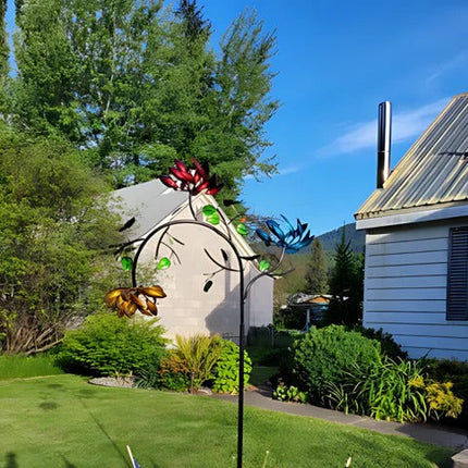 Vibrant Summer Flower Wind Spinner, Fade Resistant Garden Decor with Stake for Patios, Planters, Balconies and Walkways, No Assembly