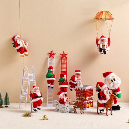 Christmas Toy Climbing Santa on Ladder with Lights and Sound, Indoor Christmas Decorations, Santa Christmas Mantel Decor