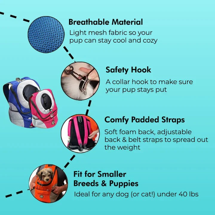 Tuzwa Pet Carrier Backpack – Ventilated Small Pet Travel Backpack with Adjustable Straps, Stable Base, Safety Hook & Dual Side Pockets