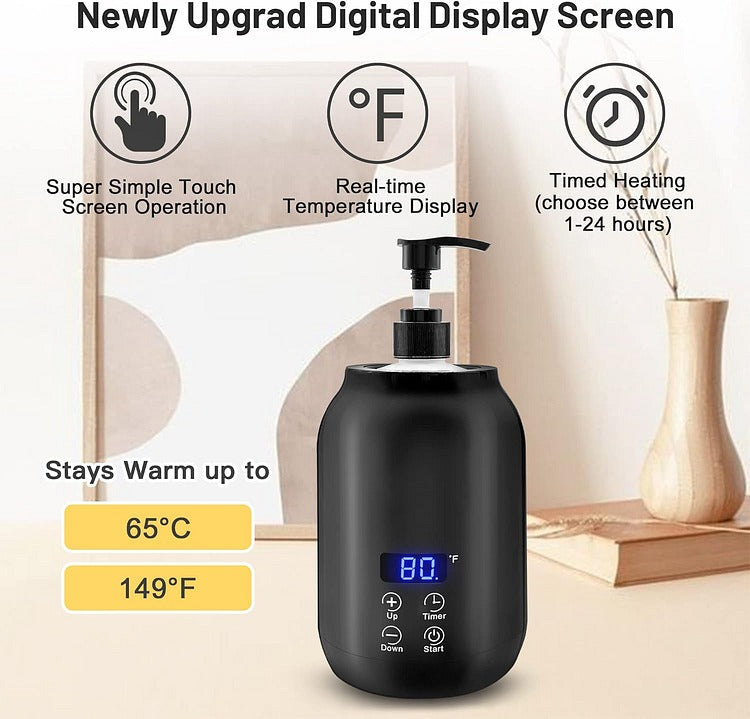 Tuzwa Electric Massage Oil Warmer – Adjustable 86–149°F Temperature, 360° Heating, Digital Touch Display & 1–24H Timer