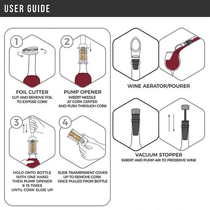 Air Pump Wine Opener Set with Foil Cutter, Wine Opener with Needle – image 5