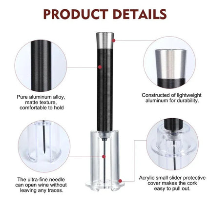 Air Pump Wine Opener Set with Foil Cutter, Wine Opener with Needle