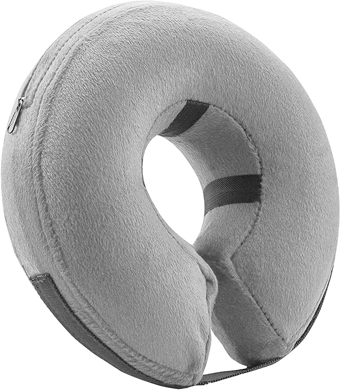 TUZWA Inflatable Dog Cone Collar for Recovery, Soft Adjustable Pet E-Collar for Dogs & Cats, Air Valve, Inner Loop, Easy Feeding