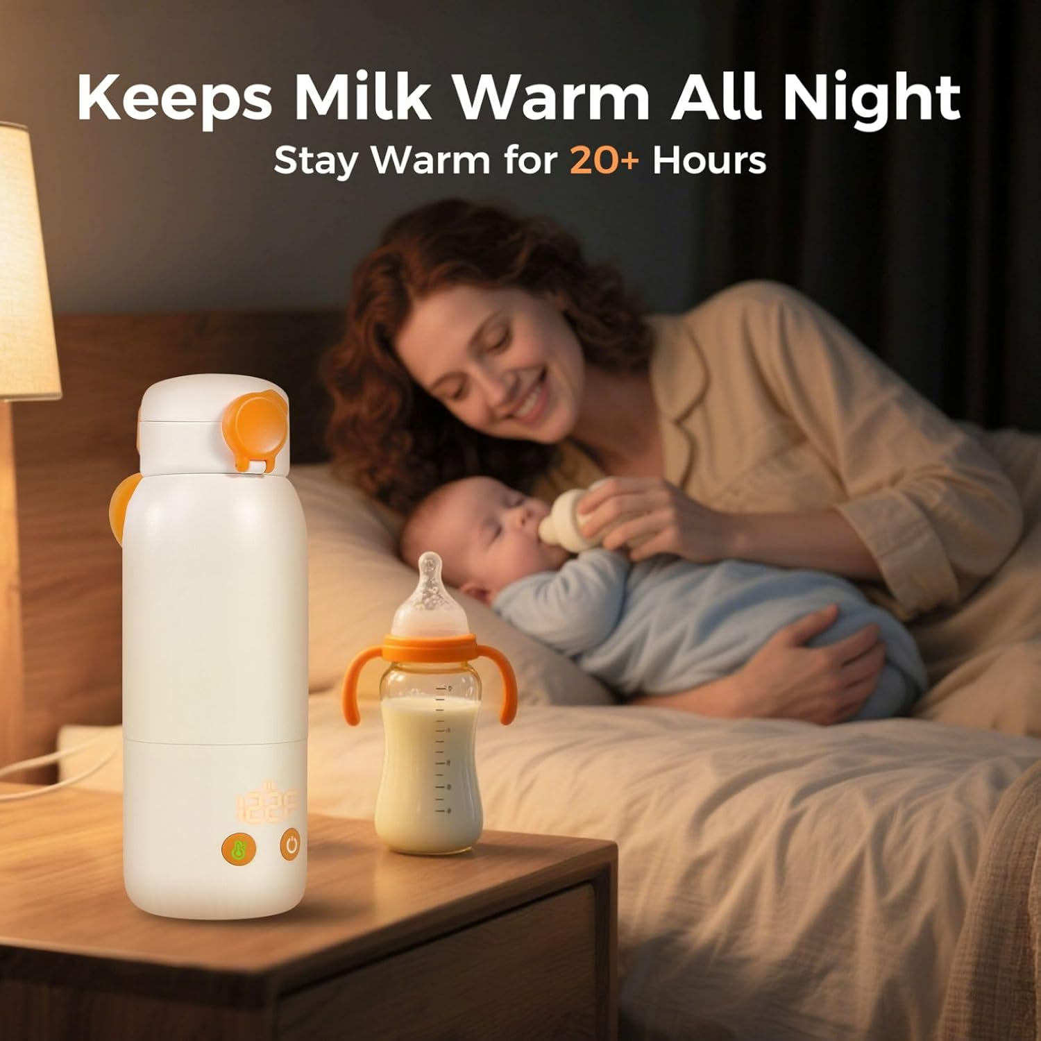 TUZWA Portable Baby Bottle Warmer for Car, 10-Minute Heating, Auto Shutoff, 12-Foot Cord, 8 oz Capacity, Foldable Travel Design