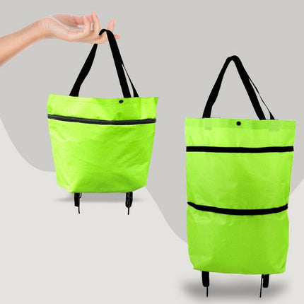 Reusable Shopping Bag with Wheels, Foldable Reusable Grocery Bag, Rolling Tote for Groceries and Laundry