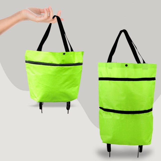 Reusable Shopping Bag with Wheels, Foldable Reusable Grocery Bag, Rolling Tote for Groceries and Laundry