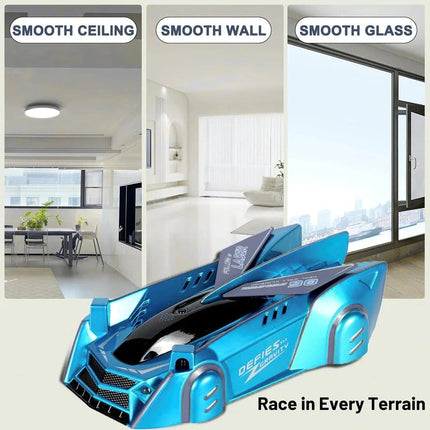 Wall Climbing Car Toy for Kids, Laser Controlled Gravity Defying RC Stunt Car with LED Lights and USB Rechargeable Battery