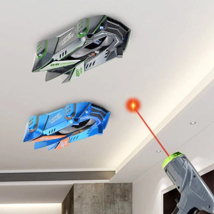 Wall Climbing Car Toy for Kids, Laser Controlled Gravity Defying RC Stunt Car with LED Lights and USB Rechargeable Battery