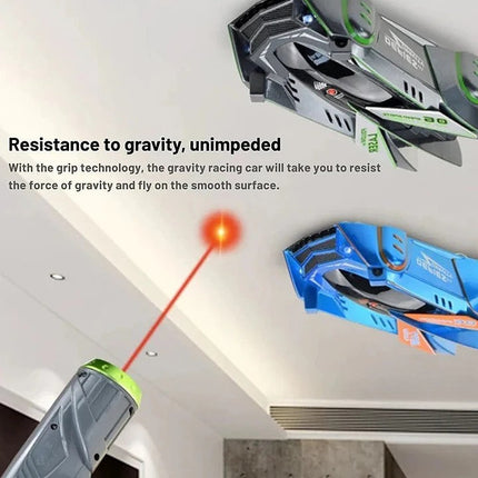 Wall Climbing Car Toy for Kids, Laser Controlled Gravity Defying RC Stunt Car with LED Lights and USB Rechargeable Battery