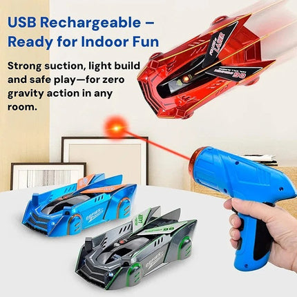 Wall Climbing Car Toy for Kids, Laser Controlled Gravity Defying RC Stunt Car with LED Lights and USB Rechargeable Battery