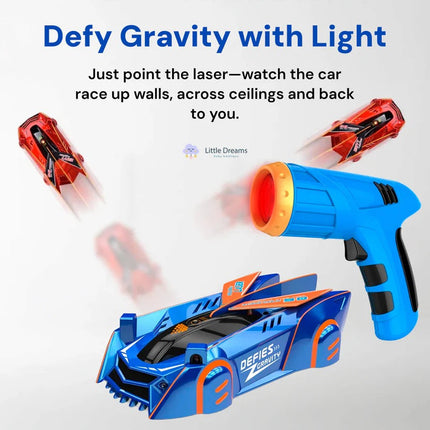 Wall Climbing Car Toy for Kids, Laser Controlled Gravity Defying RC Stunt Car with LED Lights and USB Rechargeable Battery