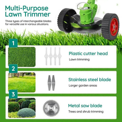 Weed Eater Kit with 2 Batteries and Charger, Weed Wacker with Blades and Circular Steel Blade - image 12
