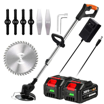 Weed Eater Kit with 2 Batteries and Charger, Weed Wacker with Blades and Circular Steel Blade
