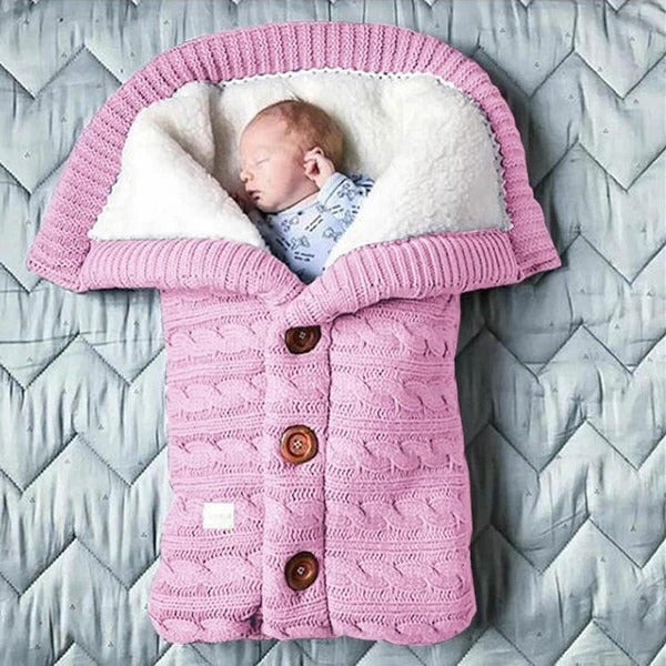 Tuzwa Baby Blanket – Swedish Fleece & Knitted Linen Lightweight Infant Wrap, 27.6" × 15.7" Stroller Cover for Everyday Warmth
