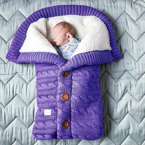 Tuzwa Baby Blanket – Swedish Fleece & Knitted Linen Lightweight Infant Wrap, 27.6" × 15.7" Stroller Cover for Everyday Warmth