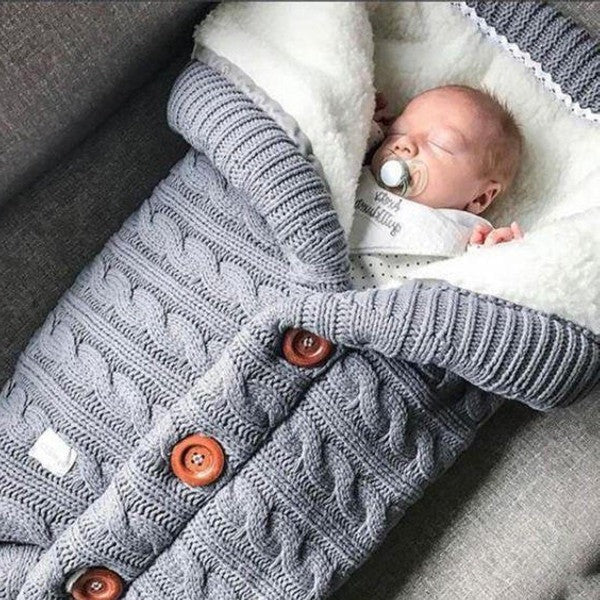 Tuzwa Baby Blanket – Swedish Fleece & Knitted Linen Lightweight Infant Wrap, 27.6" × 15.7" Stroller Cover for Everyday Warmth
