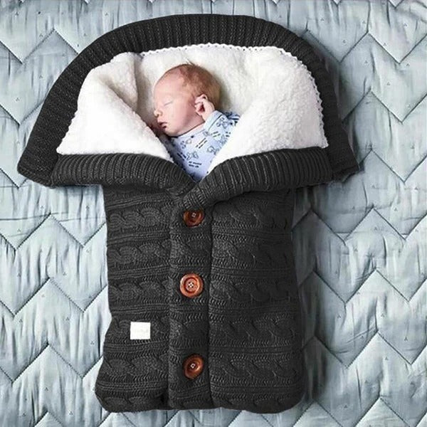 Tuzwa Baby Blanket – Swedish Fleece & Knitted Linen Lightweight Infant Wrap, 27.6" × 15.7" Stroller Cover for Everyday Warmth