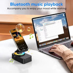 Tuzwa Foldable Phone Stand with Wireless Speaker – 1500mAh Power Bank, LED Base, 180° Adjustable Arm & Hands-Free Calling