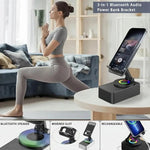 Tuzwa Foldable Phone Stand with Wireless Speaker – 1500mAh Power Bank, LED Base, 180° Adjustable Arm & Hands-Free Calling
