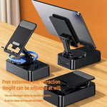 Tuzwa Foldable Phone Stand with Wireless Speaker – 1500mAh Power Bank, LED Base, 180° Adjustable Arm & Hands-Free Calling