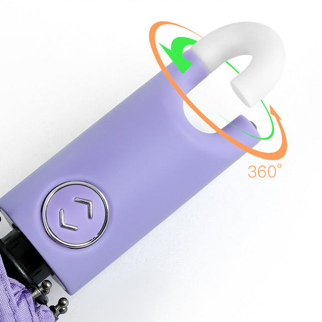 Umbrella with Hook Handle for Bags and Backpacks, Self Opening Rain Umbrella with Push Button