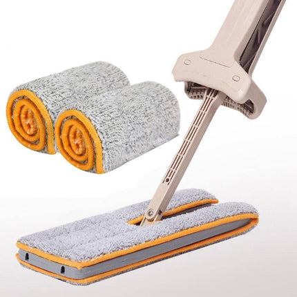 Mop and Broom Self Wringing, Double Sided Microfiber Mop with 360 Spin Head and Telescopic Pole