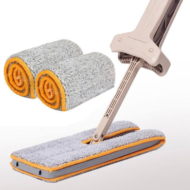 Mop and Broom Self Wringing, Double Sided Microfiber Mop with 360 Spin Head and Telescopic Pole