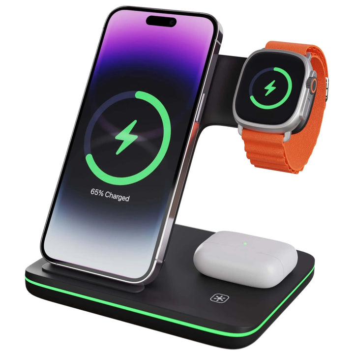 Tuzwa 3-in-1 Wireless Charging Station – Multi-Device Charger Dock for iPhone, Watch & AirPods with Simultaneous Charging & Overcharge Protection