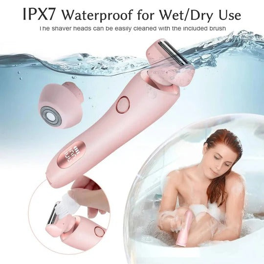 Tuzwa Women's Electric Shaver – IPX7 Wet & Dry Cordless Razor with Dual Heads, 3-Layer Floating Blades, LCD & 120-Min Runtime