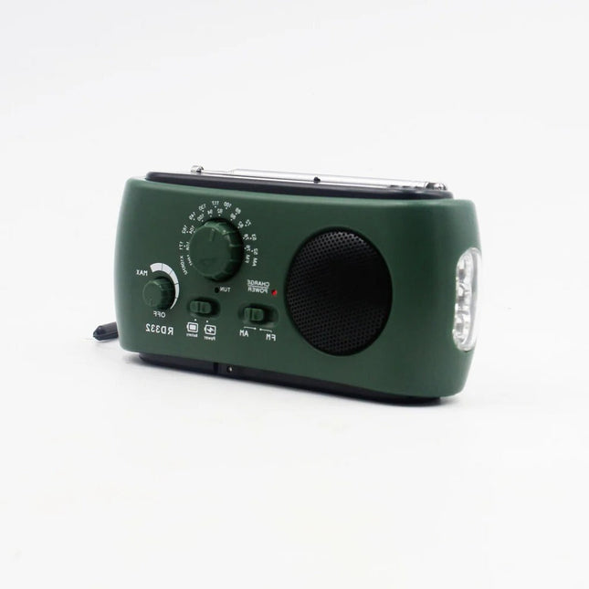 Portable Radio with Hand Crank and Flashlight, AM FM Radio for Camping