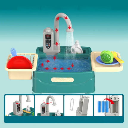Kids Play Kitchen with Flowing Water Tap, Tabletop Play Kitchen for Toddlers – image 7