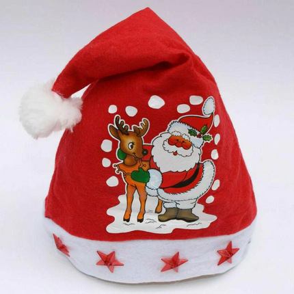 Santa Hat with LED Light, Plush Santa Claus Hat