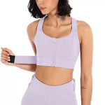 Tuzwa High Support Sports Bra – Front Zip Workout Bra with Adjustable Shoulder Straps & Structured Secure Fit for Exercise, Walking & Daily Wear