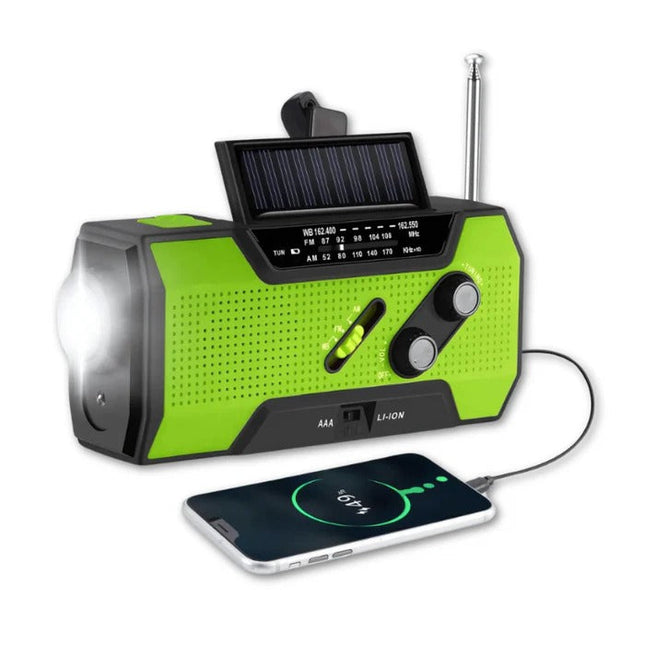 AM FM Radio, Emergency Radio with Flashlight and SOS Alarm, Solar Hand Crank Radio with USB Phone Charging