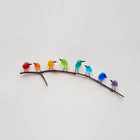 Wall Art Sea Glass Birds on Driftwood, Handmade Sea Glass Art