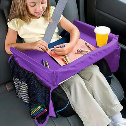 Car Seat Tray for Kids, Backseat Car Organizer with Tablet Holder and 9 Storage Pockets, Universal Car Seat Organizer
