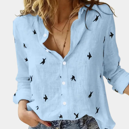 Women's Long Sleeve Shirt, Soft Breathable Button Placket Blouse, Classic Tailored Fit Top for Work